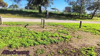 Flashing My Cock Publicly in Park, Stepdaughter Helps Me Cum in Risky Real Sex