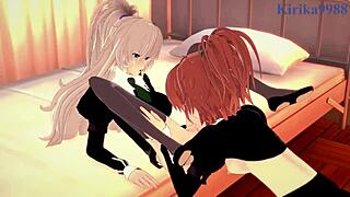 shizuma hanazono and nagisa aoi intense lesbian play in strawberry panic hentai