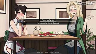 Naruto kunoichi tsunade and tenten perform handjob and foot job in public restaurant