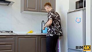 Rim4k Russian Girl In Red Stockings And Friend Enjoy Threesome Rimjob Sex