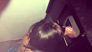 Cuckold Watches Wife Cum on Gloryhole Dick at Hot Bar