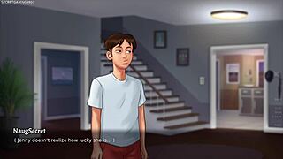 Busty stepmom shows her huge breast in summertime saga 3d porn games.