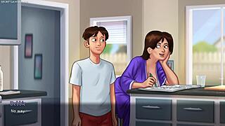 Busty stepmom shows her huge breast in summertime saga 3d porn games.