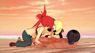 3D animated sex with Flannery and Cynthia in Pokémon world