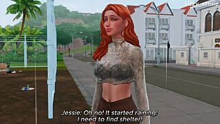 Innocent redhead rides bbc on street in sims 4