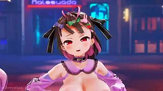 Two nude girls dance sensually in 3D animation