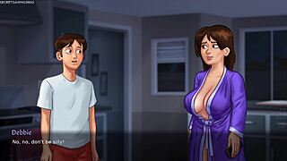 Busty stepmom shows her huge breast in summertime saga 3d porn games.