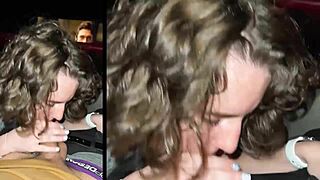 Thrilling cinema quickie with risky public sex action