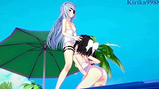 Miku kohinata and laura bodewig lesbian play - symphogear & infinite stratos hentai