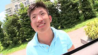 Blindfolded stud is tricked by a homosexual hunk into having oral sex