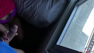 German teen gets pounded after a sweaty workout at McFit. this skinny blonde takes it hard!