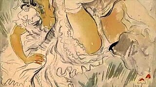 vintage erotic illustration showcasing classic cartoon style with retro charm