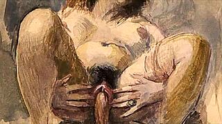 vintage erotic illustration showcasing classic cartoon style with retro charm