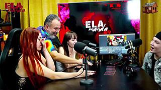 Redhead stunner shows off in wild public podcast moment