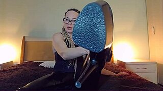 Polishing boots and licking them in anime style