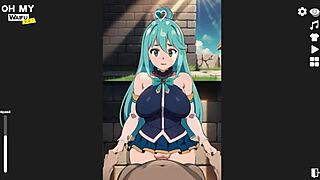 Aqua's Standing Sex Creampie! Oh My Waifu!