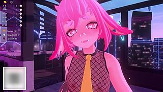 bunny vtuber dominates with futa cock