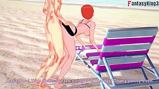 grown gwen tennyson has bikini sex on the public beach with ben watching