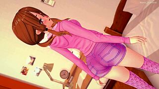 uhh, hermanastra in pink wanna bang on her bed, hentai uncensored