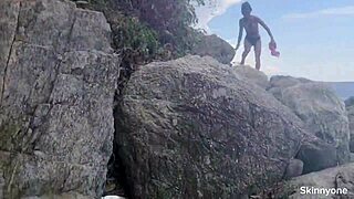 Wildest public sex in ocean and on mountain with huge cock, tiny pussy! 🌊🏔️