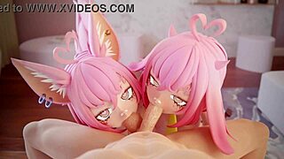 two slutty anime girls sucking your cock right now