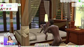 the sims 4 transando com a vizinha na cama