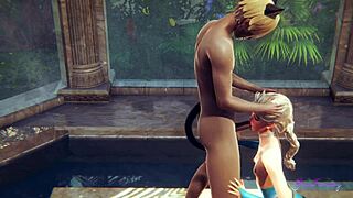 elsa femboy swallows cock like a pro in this yaoi.