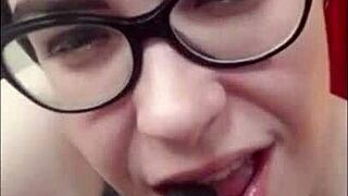 Dildo Sucking and Cock Control Sexting Session with Glasses and Toys