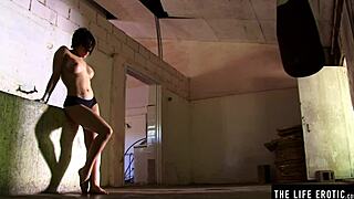 why does this athletic brunette masturbate in the boxing gym?