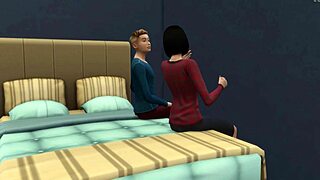 japanese stepmom catches stepson jerking off in room. she gets so horny and bangs him hard.