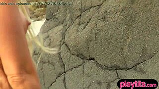 Outdoor Quickie on Rocky Beach with Blonde Pornstar