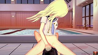 fucking at the pool with petite blonde in koikatsu hentai game