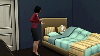 japanese stepmom catches stepson jerking off in room. she gets so horny and bangs him hard.