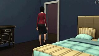 japanese stepmom catches stepson jerking off in room. she gets so horny and bangs him hard.
