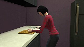 japanese stepmom catches stepson jerking off in room. she gets so horny and bangs him hard.