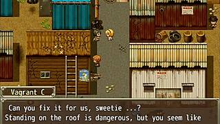 Farah gets trapped on roof, cute blonde in hentai with big tits and ass sucking fetish