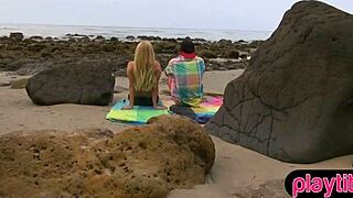 Outdoor Quickie on Rocky Beach with Blonde Pornstar