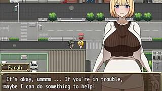 Farah gets trapped on roof, cute blonde in hentai with big tits and ass sucking fetish