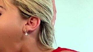 Blonde sucks boyfriend's huge cock then begs for doggystyle