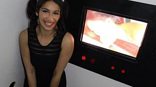 I, the pigtail beauty kitty, suckin' cocks in the gloryhole and swallowin'