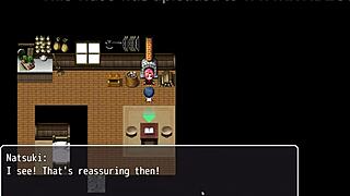 Tanned girl natsuki enjoys having massive tits covered in cum in hentai game episode 13