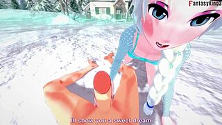 elsa explores a frozen fantasy world with friends