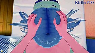 himiko toga and mirko have intense sex in my hero academia hentai