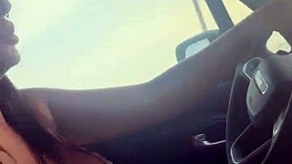 prostitute sucks dick and gets facial while driving