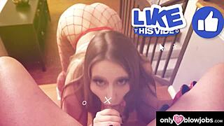 Hot Busty Tutor Sucks Dick and Gives Footjob Reward to Teen