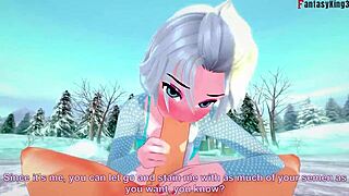 elsa explores a frozen fantasy world with friends