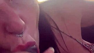 prostitute sucks dick and gets facial while driving