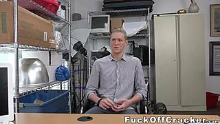 Cute guy gets dicked by big black cock in office casting