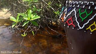 Skinny Zulu hottie fucked while bathing 😍