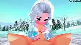elsa explores a frozen fantasy world with friends